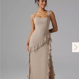Elegant Beige Ruffle Dress